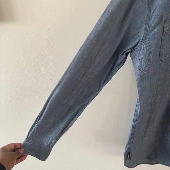 RRL Double RL Work Shirt Mens Small 15" Denim Chambray Blue Cotton Long Sleeve - Picture 3 of 12